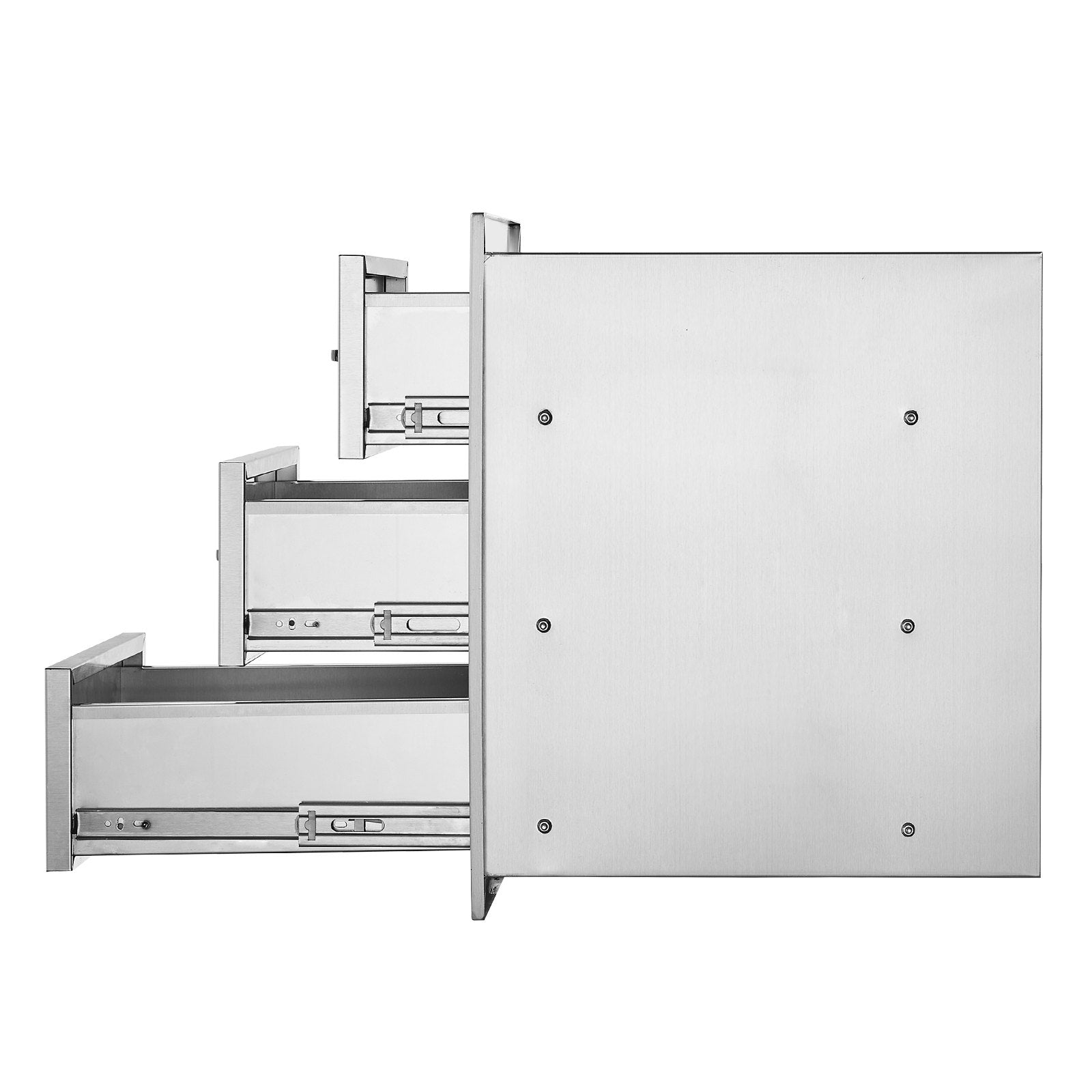 VEVOR Outdoor Kitchen Drawers 16\" W x 21.5\" H x 18\" D, Flush Mount Triple Access BBQ Drawers with Stainless Steel Handle, BBQ Island Drawers for Outdoor Kitchens or BBQ Island Patio Grill Station