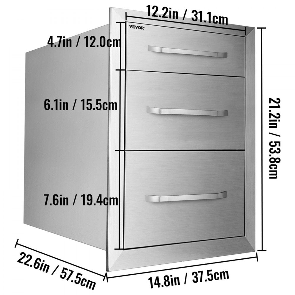 Chest of Drawers 14.8x22.6x21Inch Stainless Steel 201