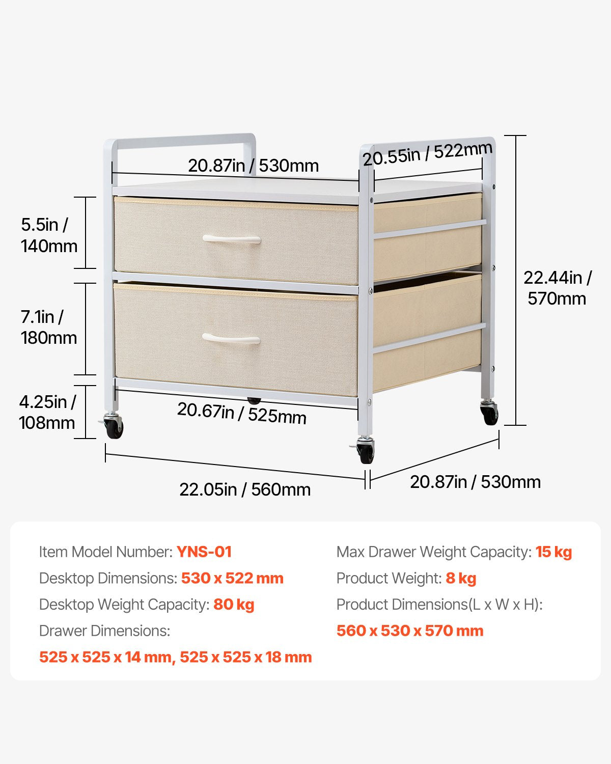 VEVOR Mini Fridge Stand with Storage 176 lbs White Mini Fridge Table 2 Drawers
