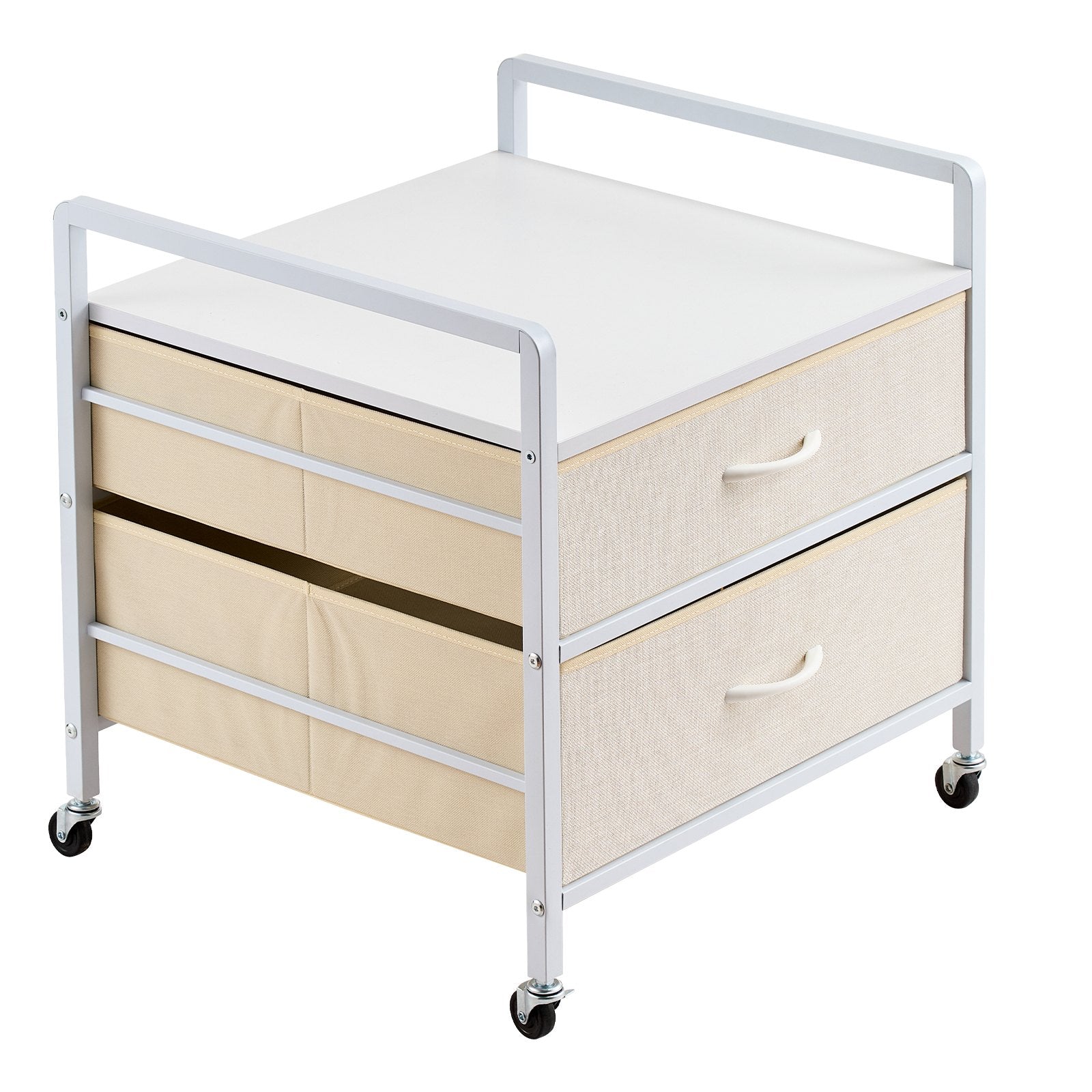 VEVOR Mini Fridge Stand with Storage 176 lbs White Mini Fridge Table 2 Drawers