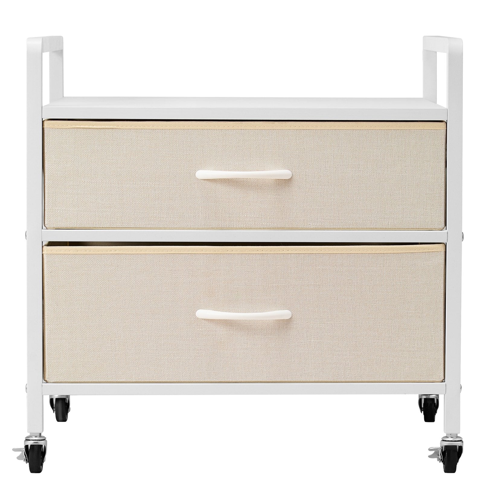 VEVOR Mini Fridge Stand with Storage 176 lbs White Mini Fridge Table 2 Drawers