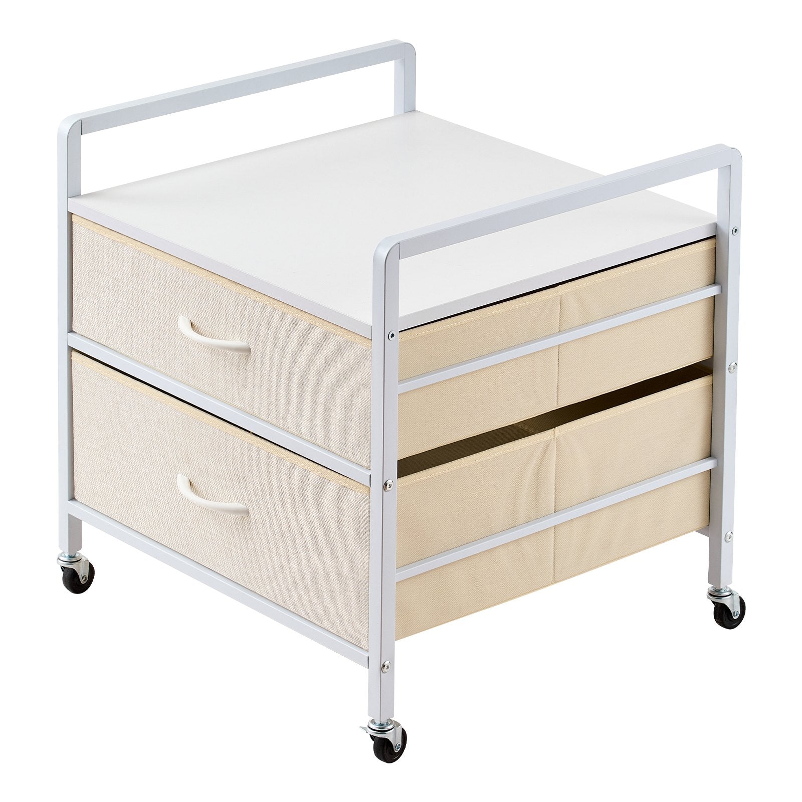 VEVOR Mini Fridge Stand with Storage 176 lbs White Mini Fridge Table 2 Drawers