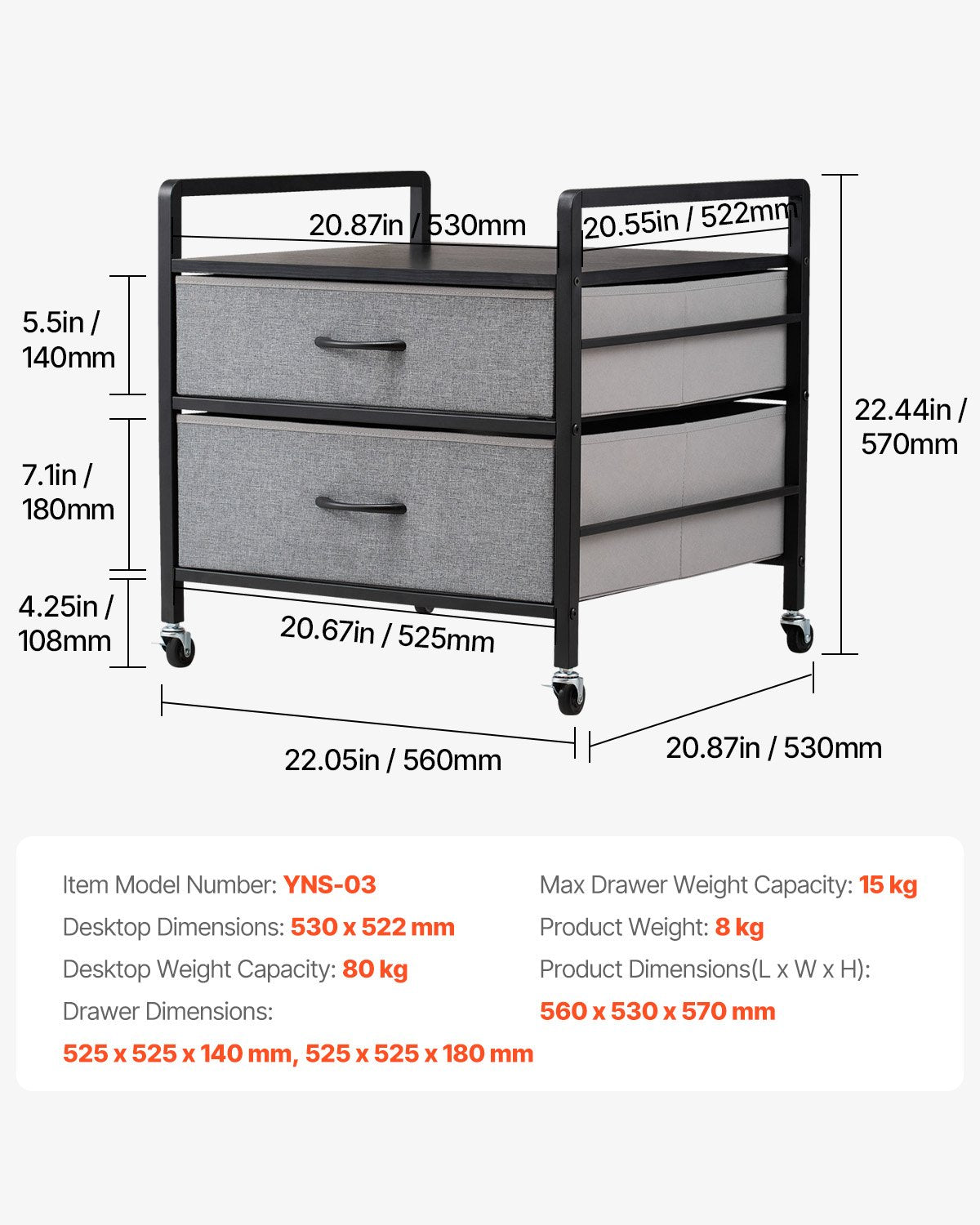 VEVOR Mini Fridge Stand with Storage 176 lbs Gray Mini Fridge Table 2 Drawers