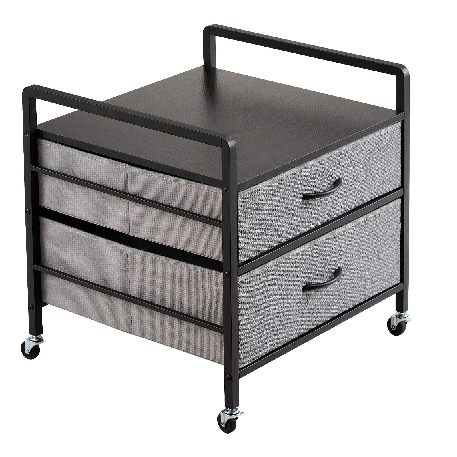 VEVOR Mini Fridge Stand with Storage 176 lbs Gray Mini Fridge Table 2 Drawers