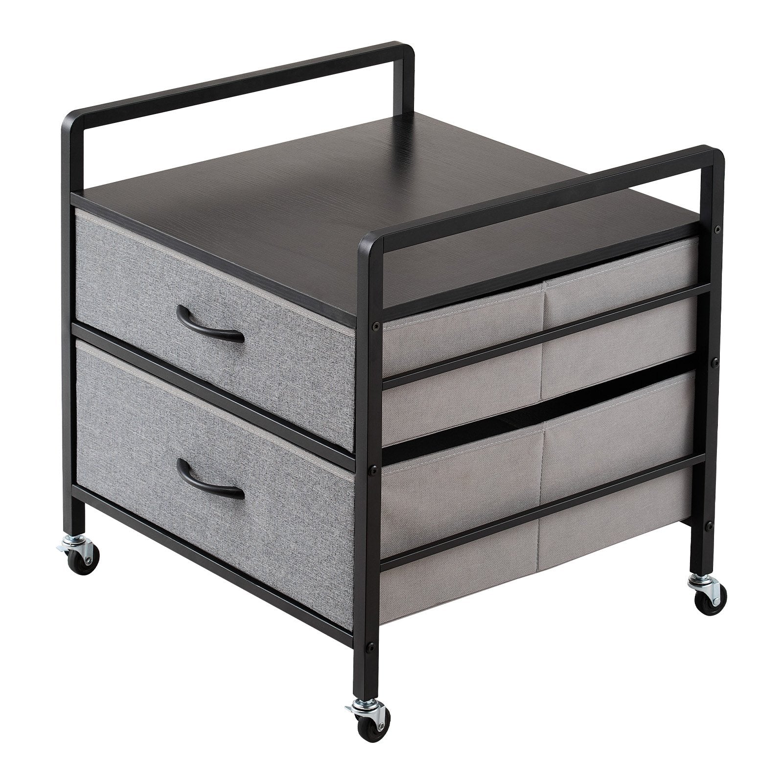 VEVOR Mini Fridge Stand with Storage 176 lbs Gray Mini Fridge Table 2 Drawers