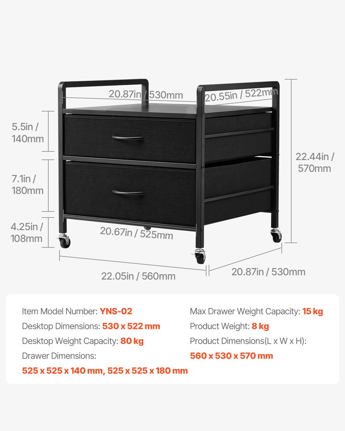 VEVOR Mini Fridge Stand with Storage 176 lbs Black Mini Fridge Table 2 Drawers