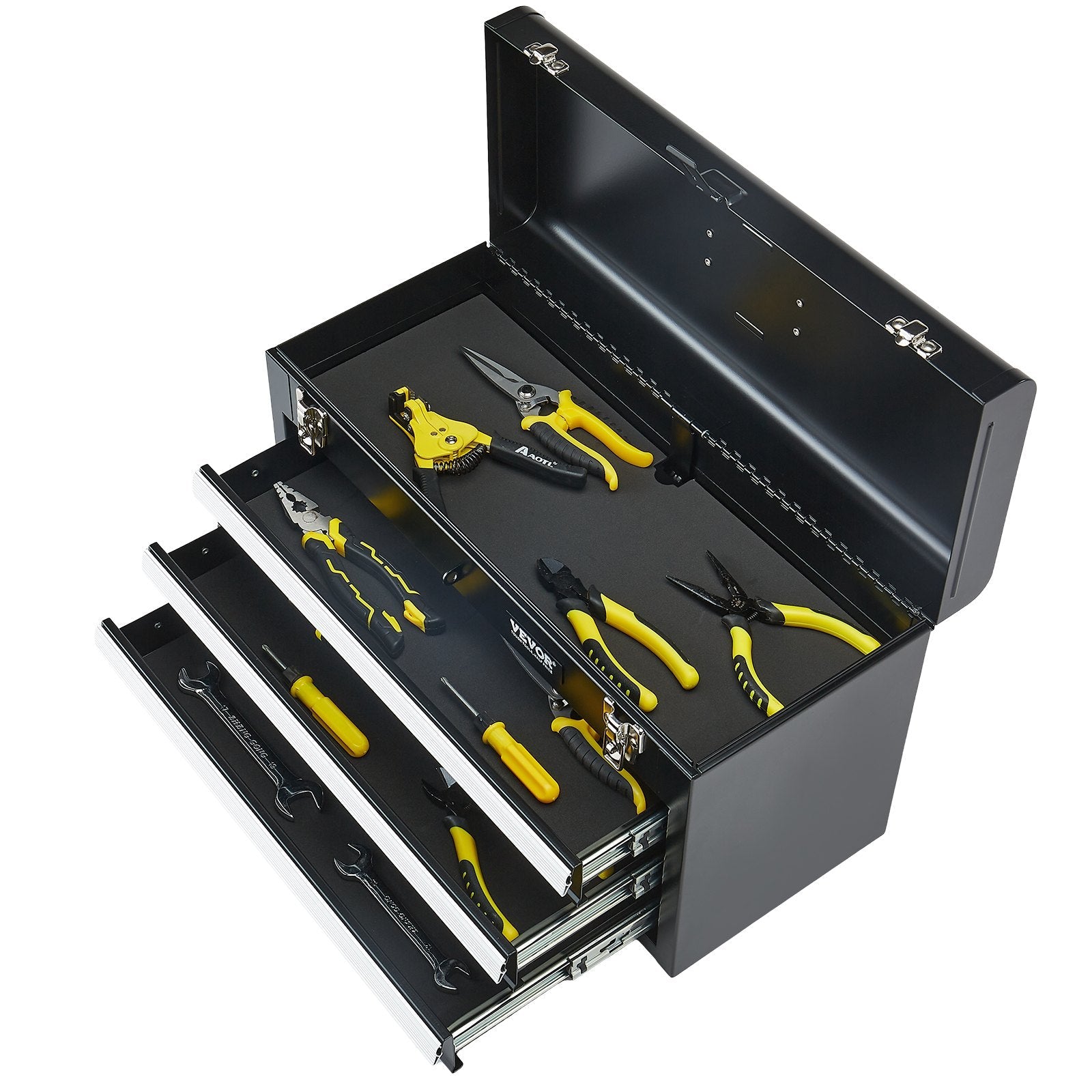 VEVOR Tool Box 20.5-inch Portable Metal Tool Box with 3 Drawers Tool Organizer