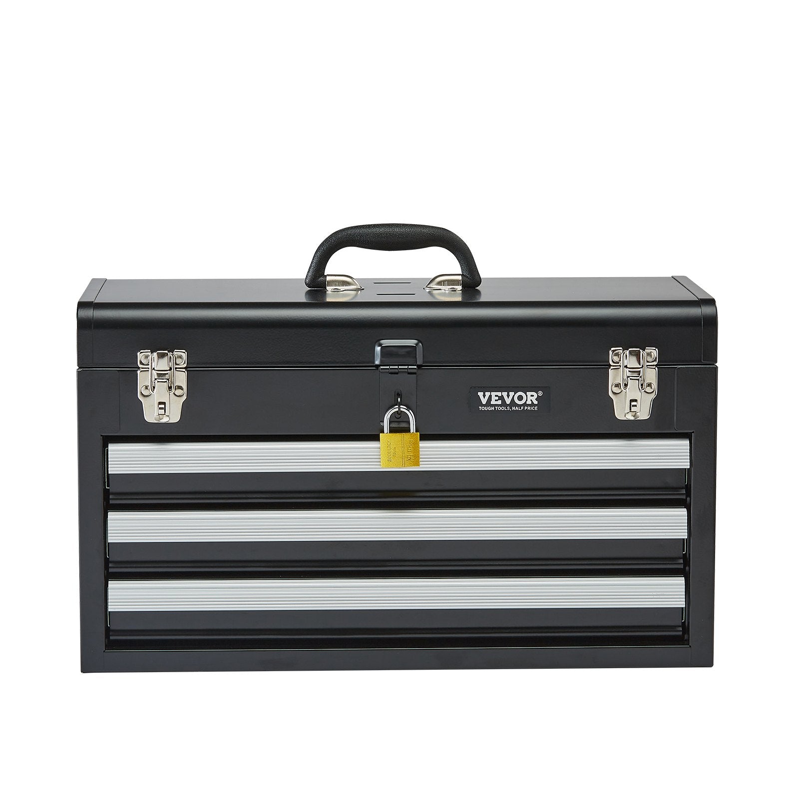 VEVOR Tool Box 20.5-inch Portable Metal Tool Box with 3 Drawers Tool Organizer