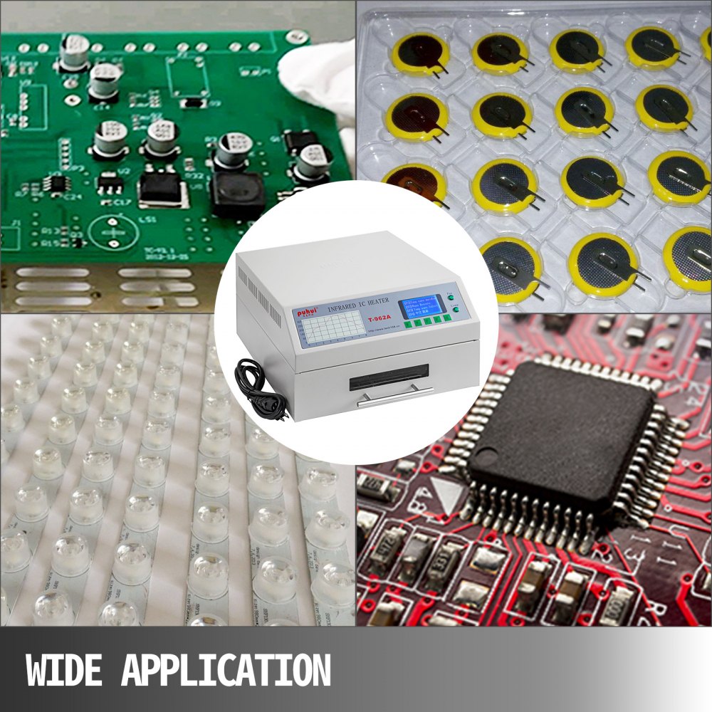 VEVOR Reflow Oven T962A 110V Reflow Soldering Machine 1500W 300 x 320 mm SMD SMT BGA Professional Automatic Infrared Heater Soldering Machine W/Smoke Exhaust Chimney Cooling Efficiency