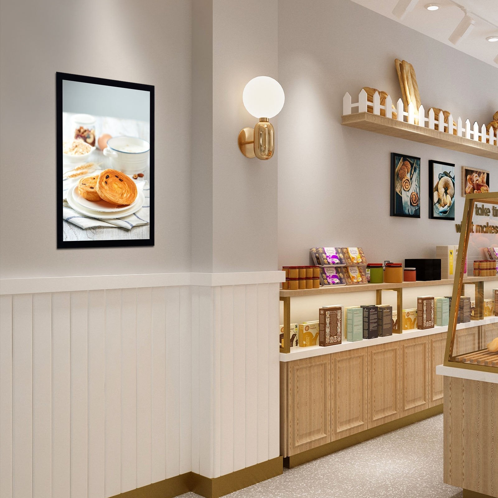 VEVOR LED Poster Frame in Black, 16" x 24" Photo Frame, Sidewalk Sign for Advertising Display, Picture Aluminum Frame with Backlighting LED Light Box, Horizontal & Vertical Formats for Wall, Single