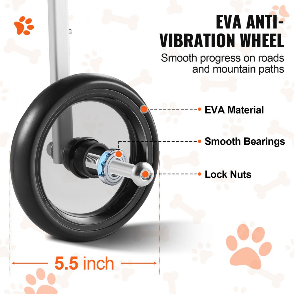 VEVOR 2 Wheels Dog Wheelchair for Back Legs, Pet Wheelchair Lightweight & Adjustable Assisting in Healing, Dog Cart/Wheelchair for Injured, Disabled, Paralysis, Hind Limb Weak Pet(XS)