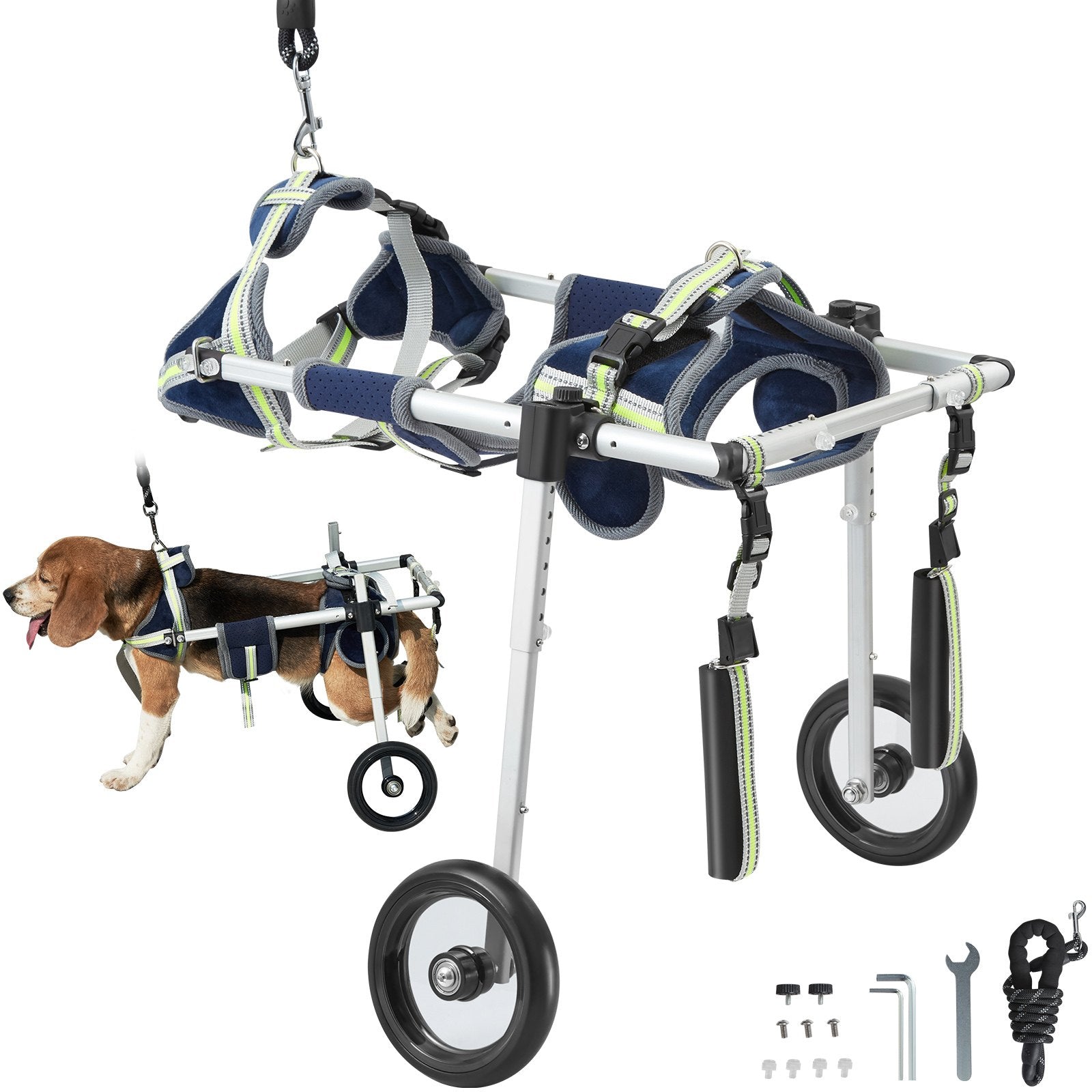 VEVOR 2 Wheels Dog Wheelchair for Back Legs, Pet Wheelchair Lightweight & Adjustable Assisting in Healing, Dog Cart/Wheelchair for Injured, Disabled, Paralysis, Hind Limb Weak Pet(S)