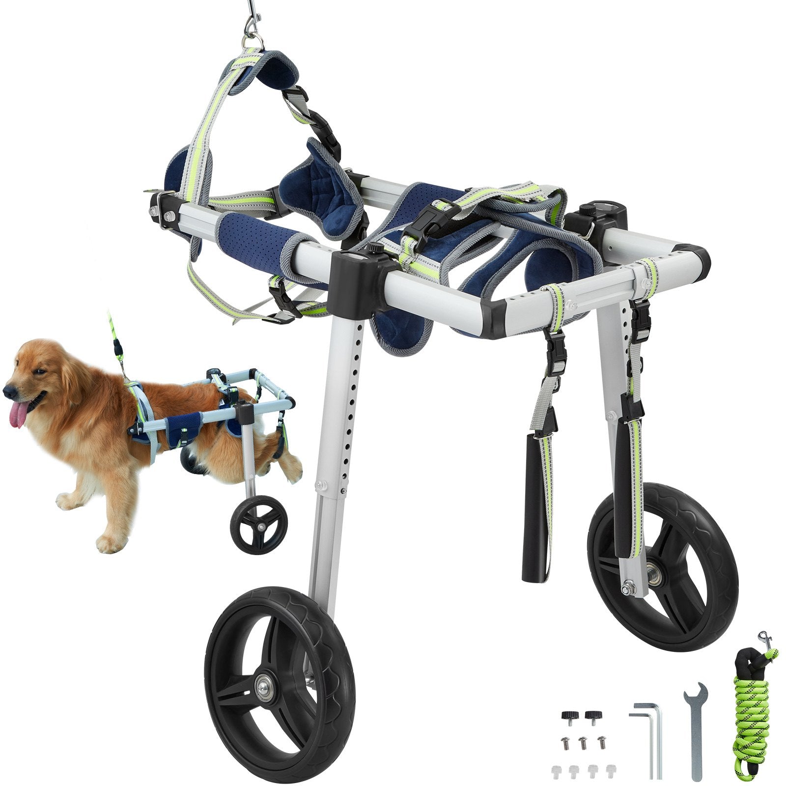 VEVOR 2 Wheels Dog Wheelchair for Back Legs, Pet Wheelchair Lightweight & Adjustable Assisting in Healing, Dog Cart/Wheelchair for Injured, Disabled, Paralysis, Hind Limb Weak Pet(M)