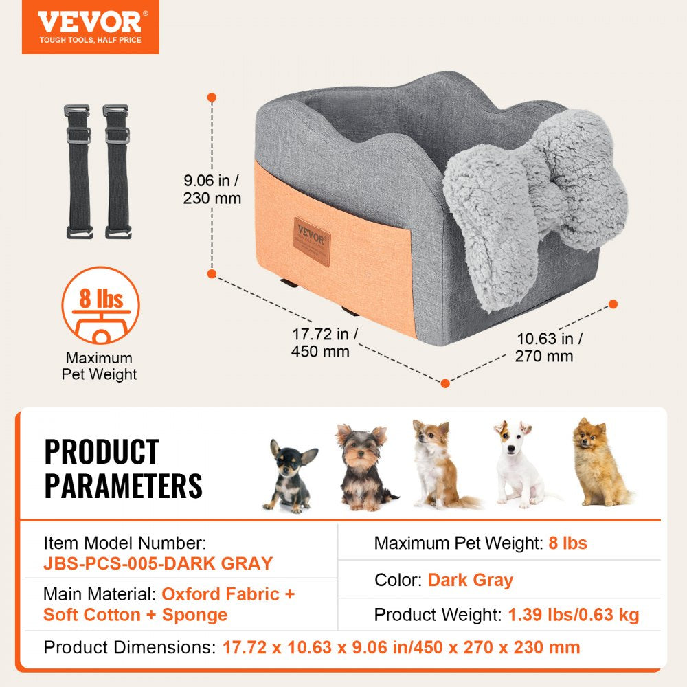 VEVOR Center Console Dog Car Seat Dog Booster Car Seat for Small Dog 8 lbs