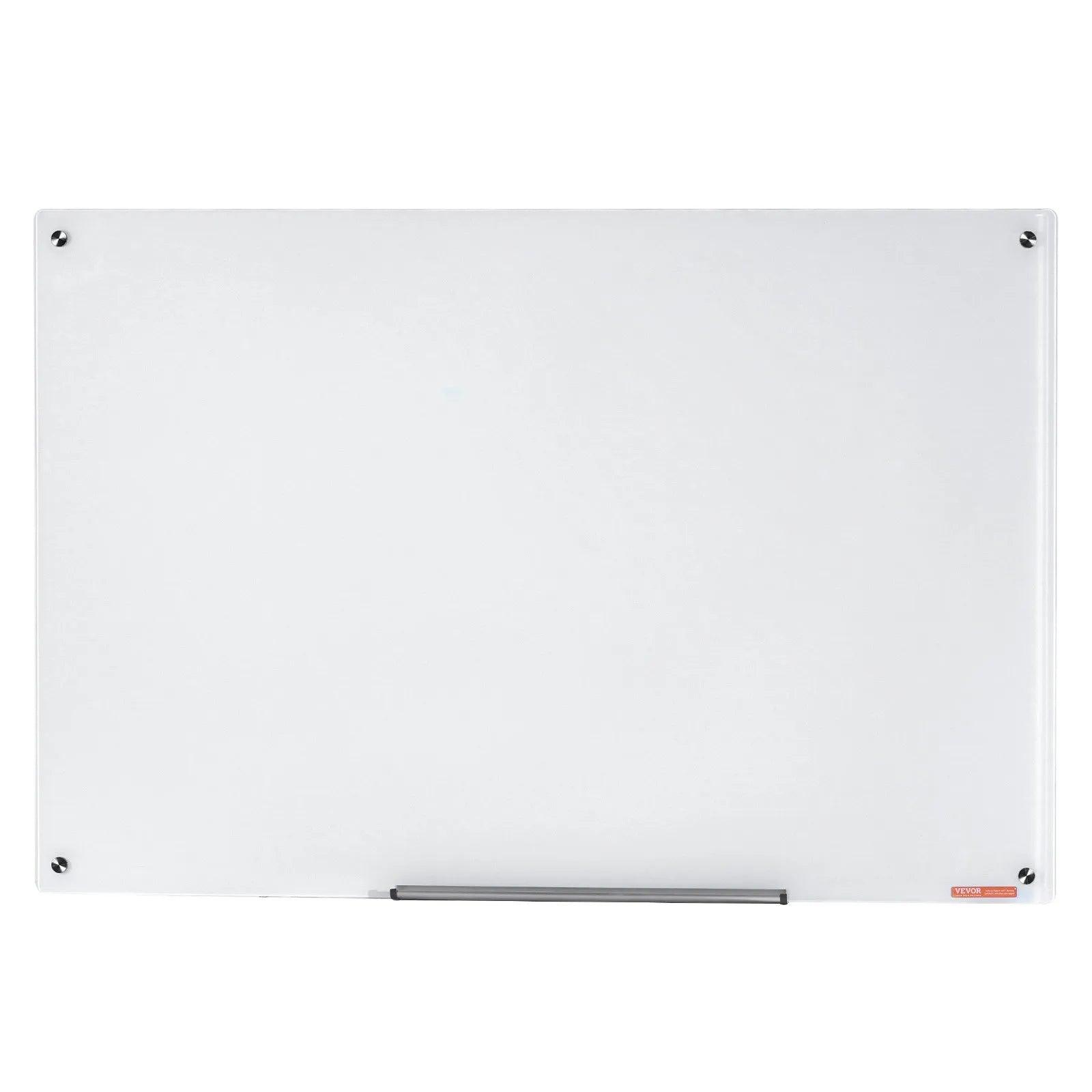 VEVOR Magnetic Glass Whiteboard, Dry Erase Board 36"x24", Wall-Mounted Large White Glassboard Frameless, with Marker Tray, an Eraser and 2 Markers, White
