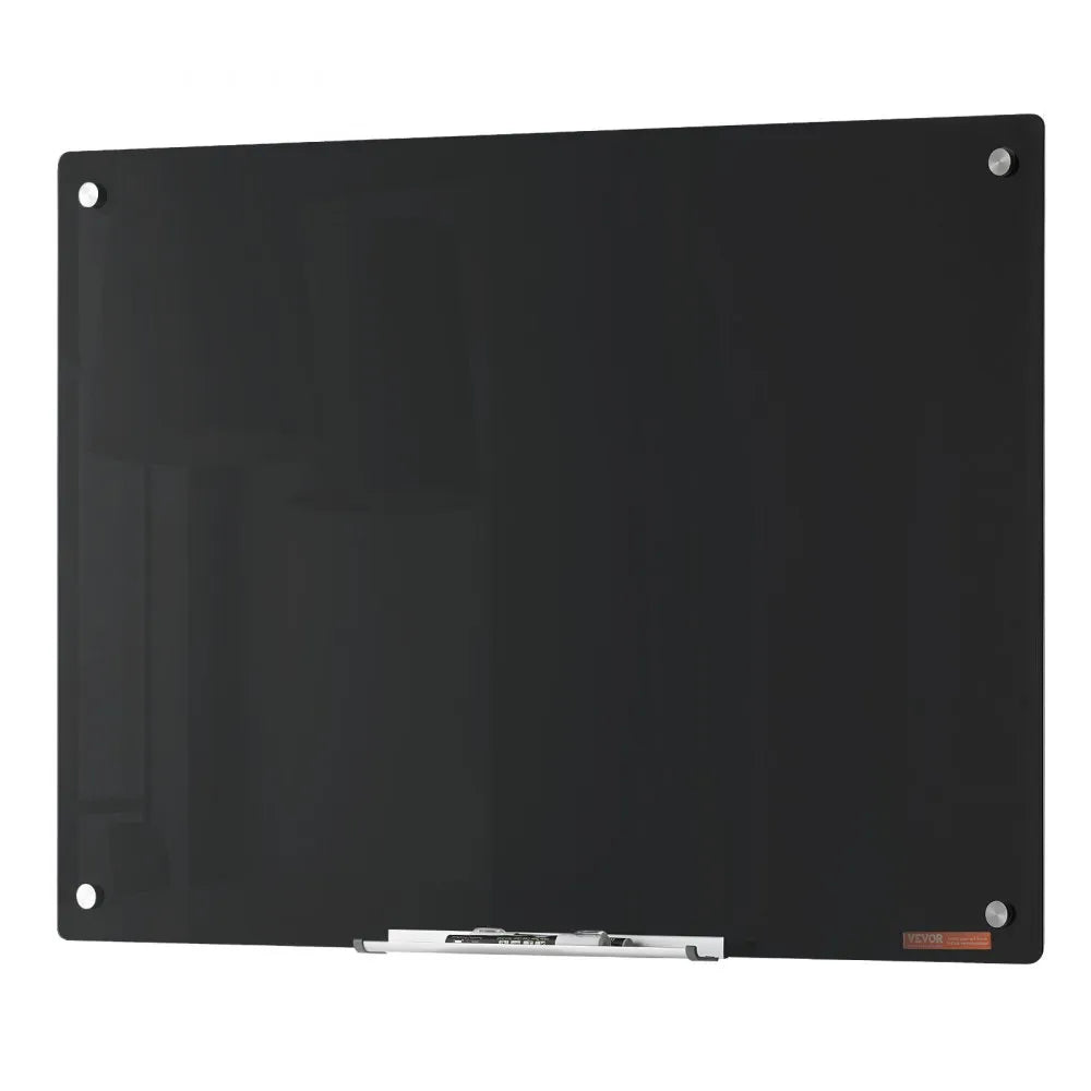 VEVOR Magnetic Glass Whiteboard, Dry Erase Board 36"x24", Wall-Mounted Large White Glassboard Frameless, with Marker Tray, an Eraser and 2 Markers, Black