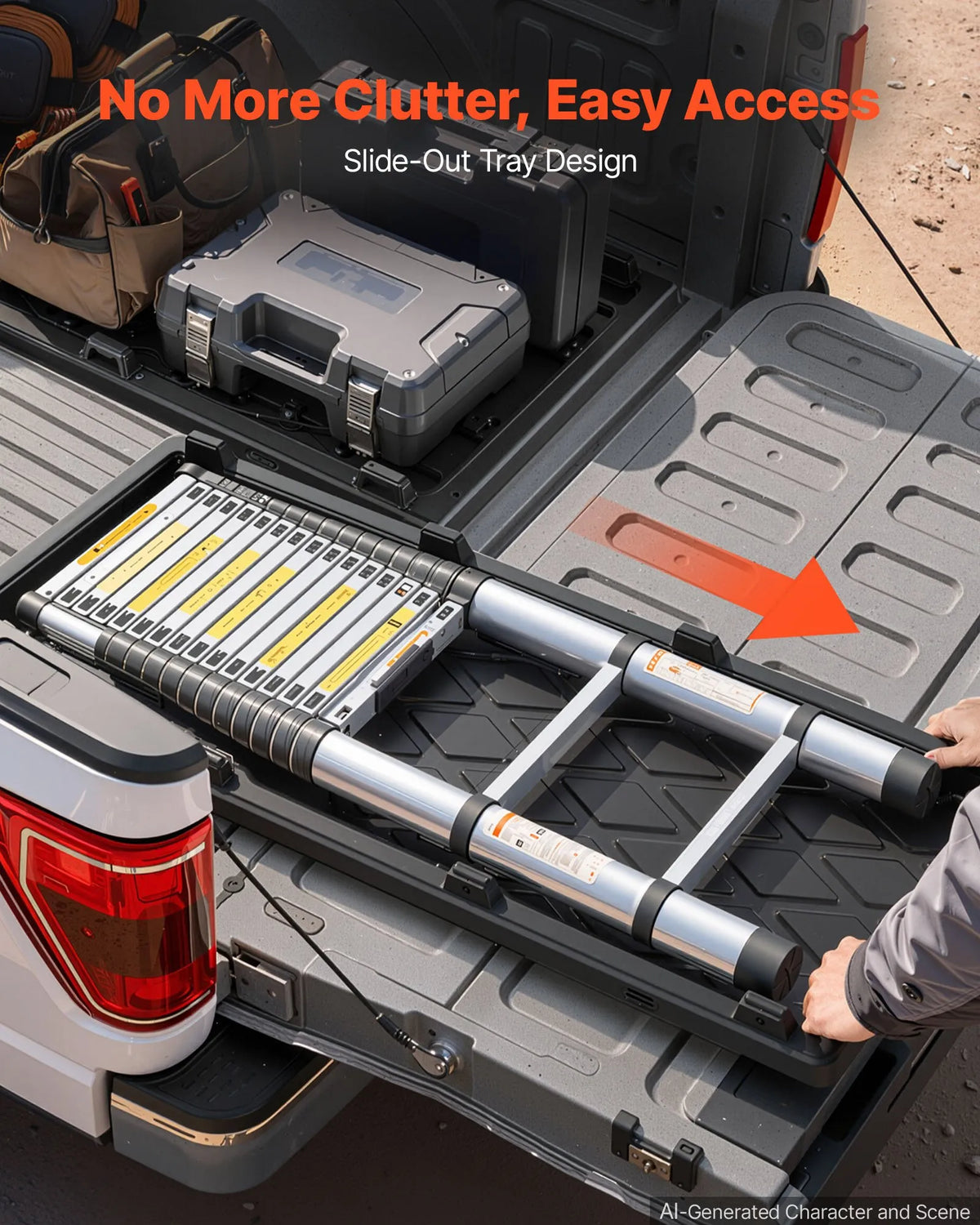 Slide-Out Truck Bed Cargo Tray, 500 lb Capacity, Heavy-Duty Sliding Truck Bed Organizer for Pickup Trucks with Beds 5 ft or Shorter