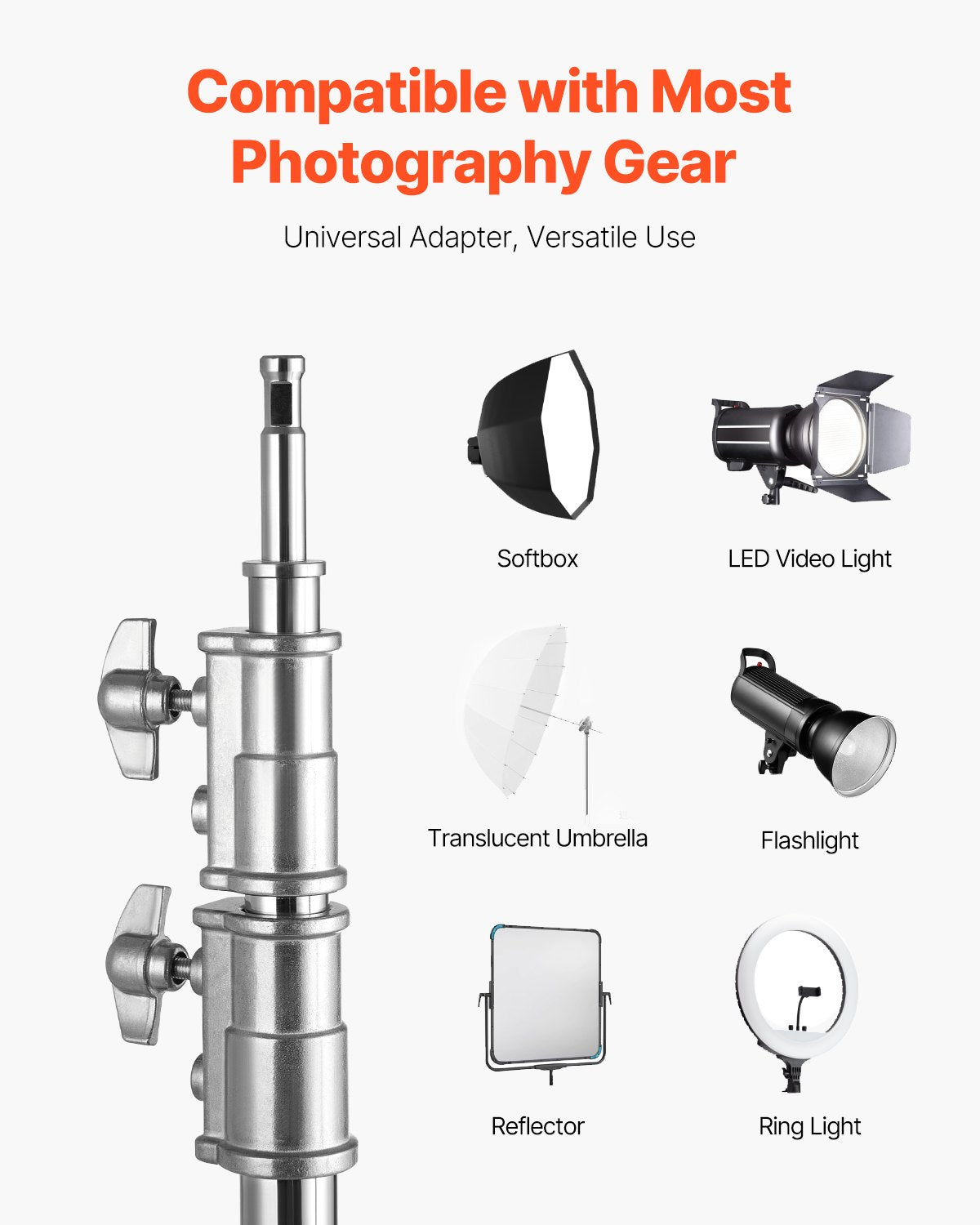 VEVOR C Stand with Boom Arm Max Height 10.83 ft/330 cm Photography Light Stand