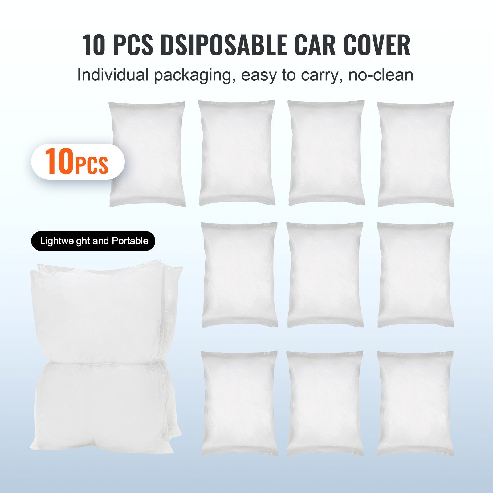 10 PACK Clear Plastic Temporary Universal Disposable Car Cover Rain Dust Garage