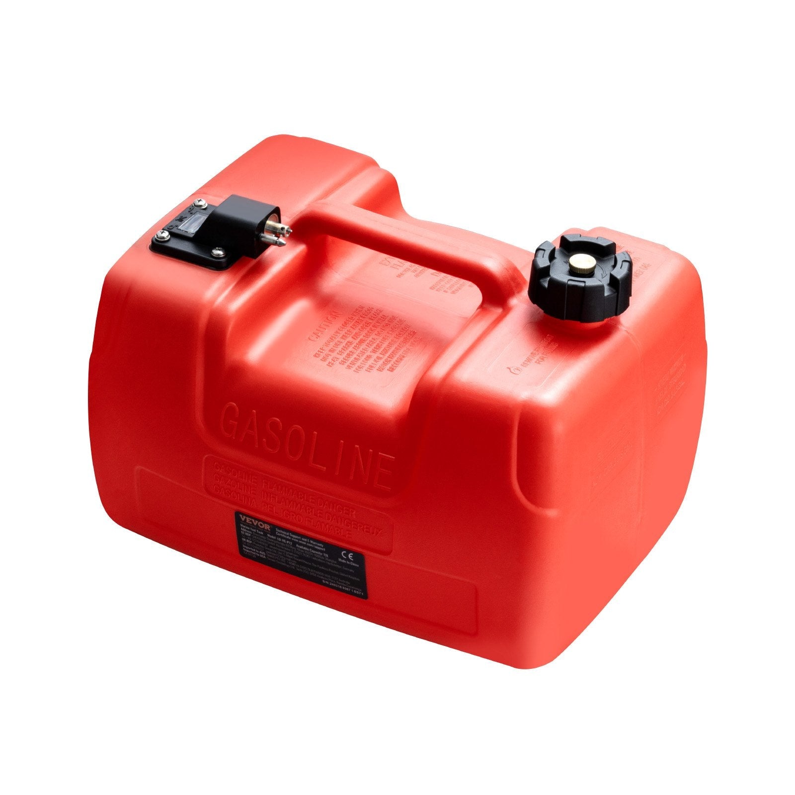 VEVOR Marine Fuel Tank, 3.17 Gallon/12L, Portable Boat Fuel Gas Tank for Outboard Engine Boats, Plastic Outboard Marine Boat Fuel Tank with Hose, Easy to Carry for Yacht, Fishing Boat, Deck Boat, Red