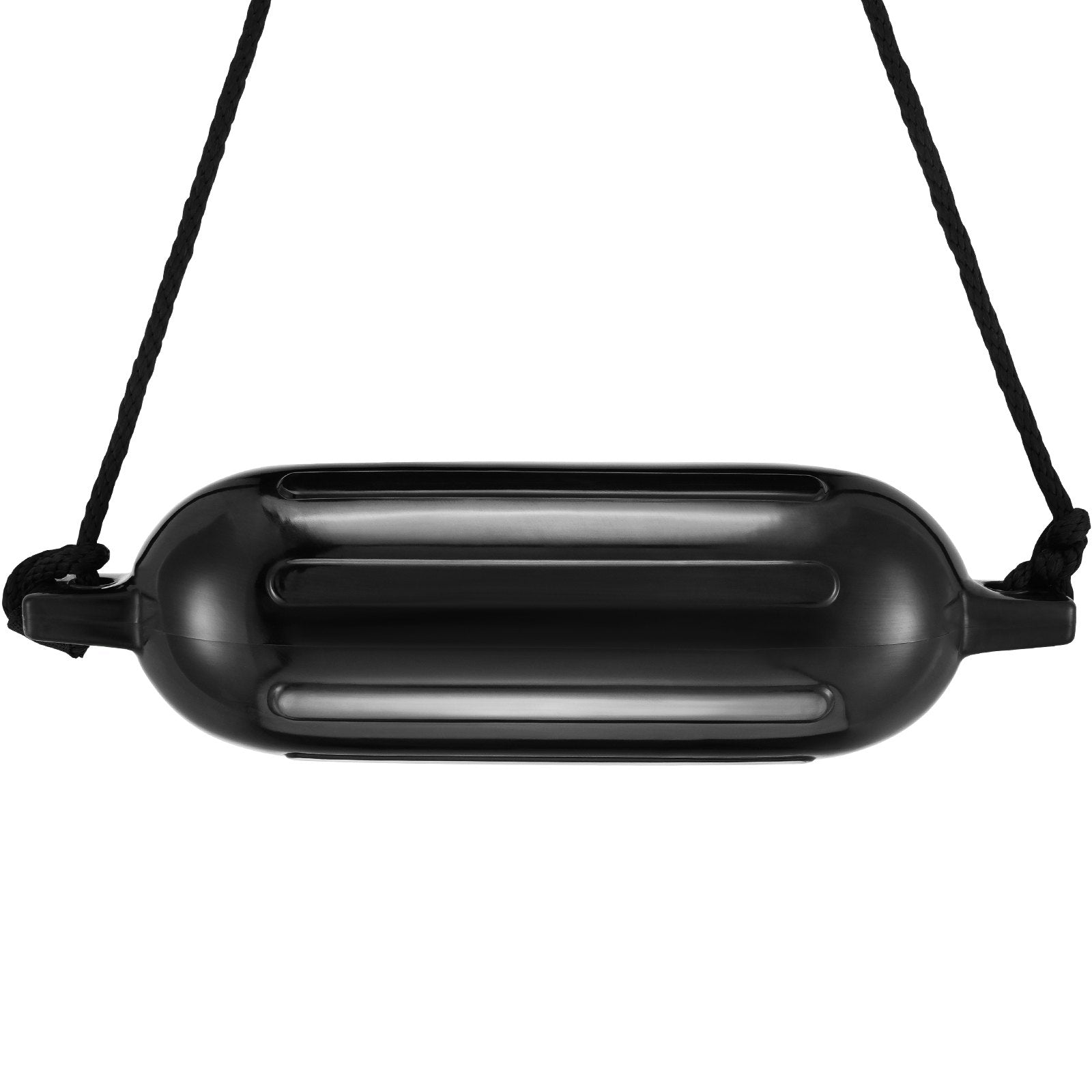 VEVOR Boat Fenders, 5.5" x 20" Boat Bumpers for Docking, Inflatable Ribbed Fender with Center Holes, Marine Boat Dock Fender Bumper with Air Pump, 4 Needles and 4 Ropes and Storage Bag, Black