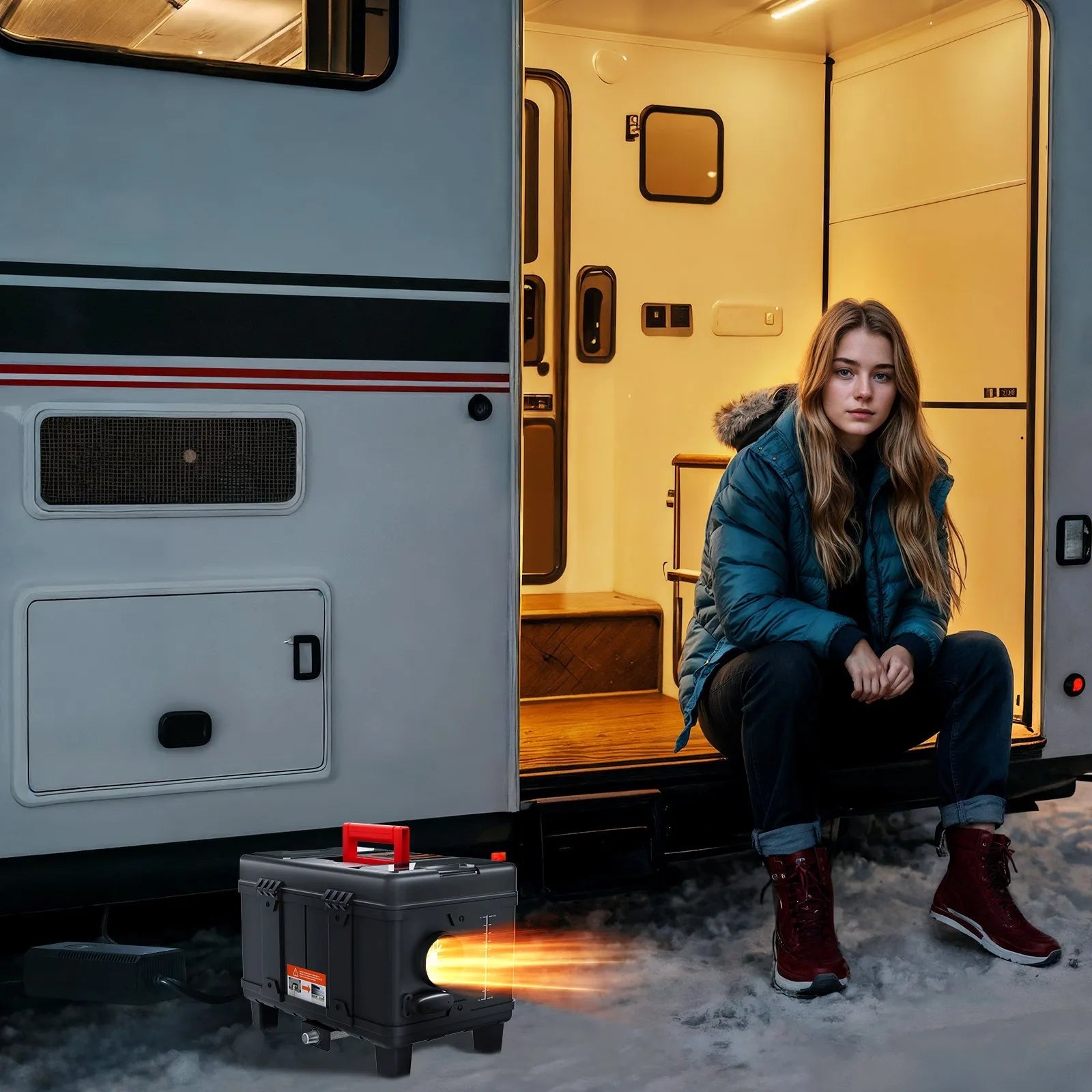 VEVOR 8KW Diesel Heater, 12V/24V All-in-One Diesel Air Heater with Bluetooth App, Remote Control, Display Screen & CO Alarm, Fast Heating Portable Diesel Heater for Vehicles and Garage