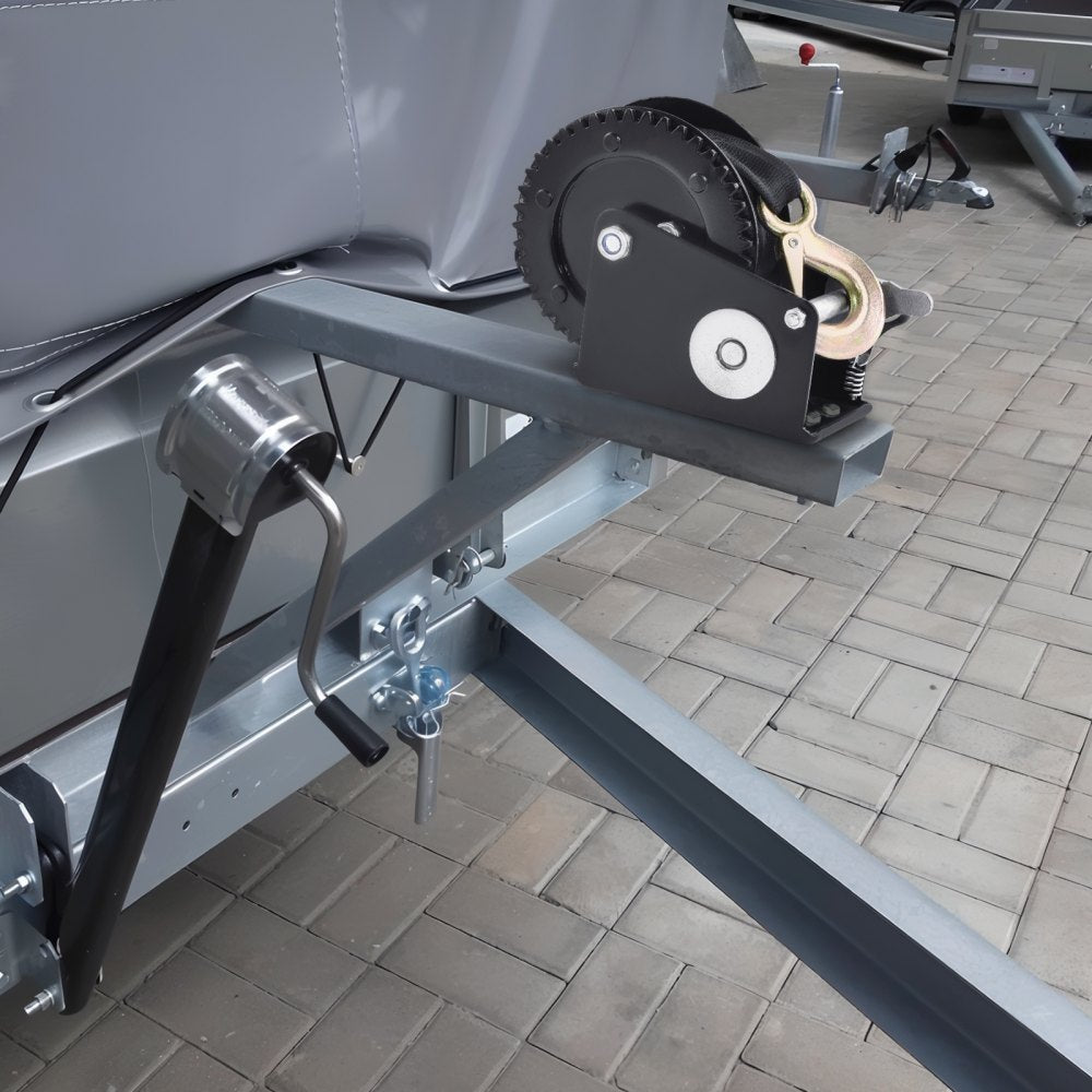 VEVOR Hand Winch, 2000 lbs Pulling Capacity, Boat Trailer Winch Heavy Duty Rope Crank with 23 ft Polyester Strap and Two-Way Ratchet, Manual Operated Hand Crank Winch for Trailer, Boat or ATV Towing