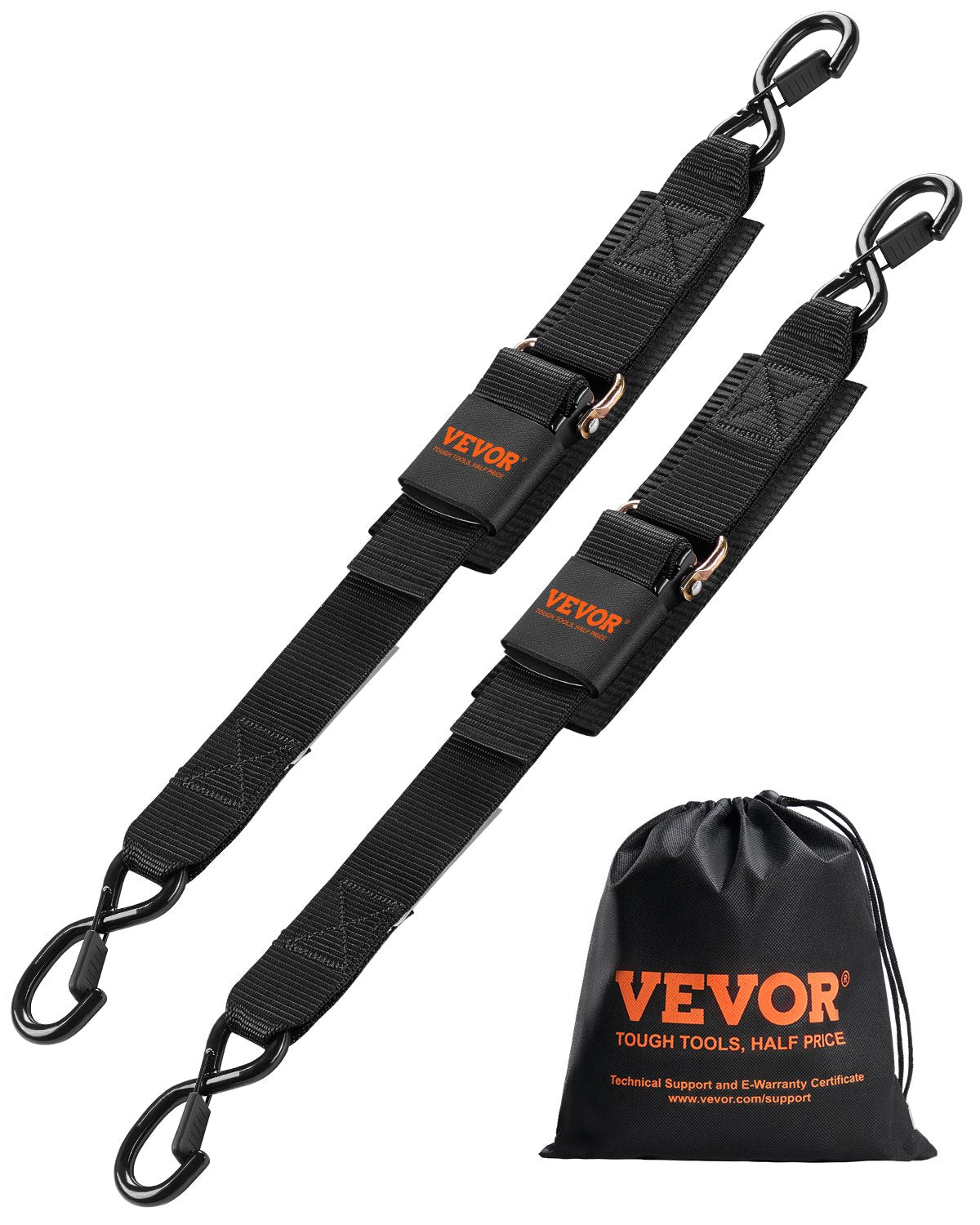 VEVOR Retractable Ratchet Straps Tie Down Straps 2 in x 2 ft for Boat (2 Pack)