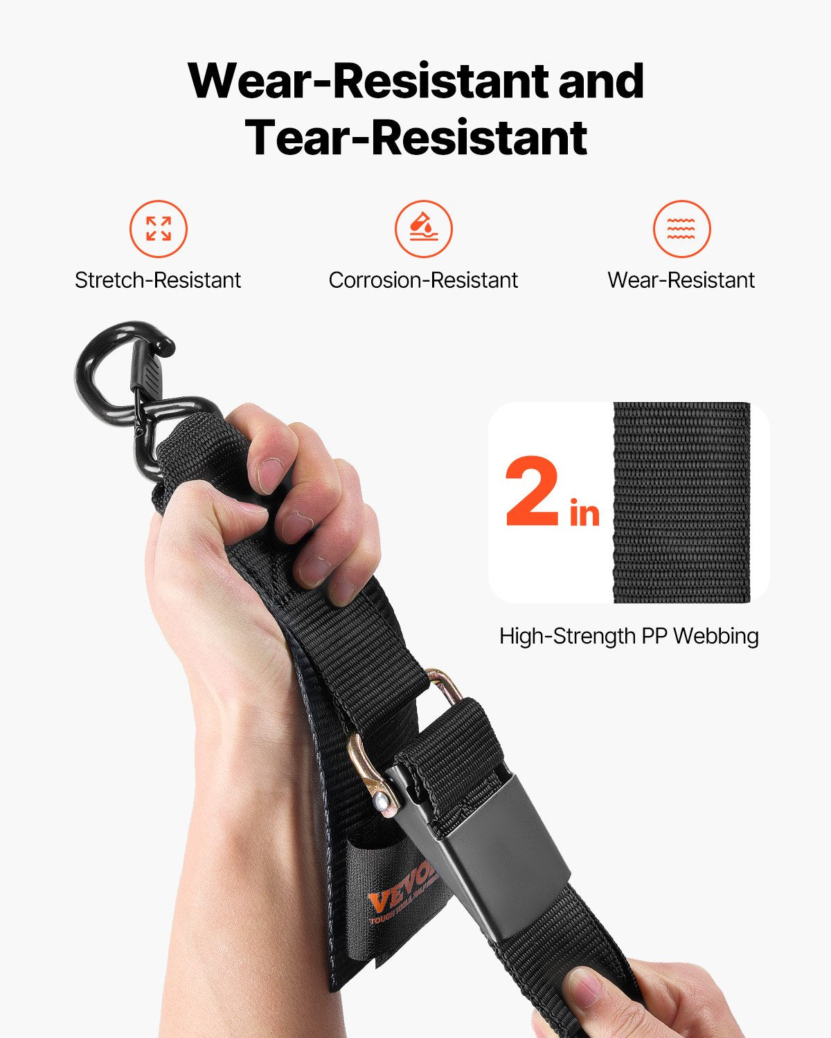 VEVOR Retractable Ratchet Straps Tie Down Straps 2 in x 4 ft for Boat (2 Pack)