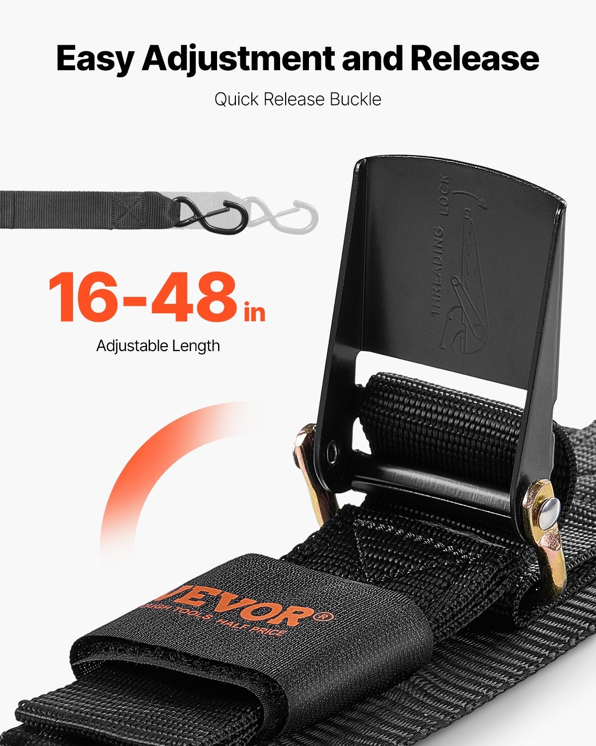 VEVOR Retractable Ratchet Straps Tie Down Straps 2 in x 4 ft for Boat (2 Pack)