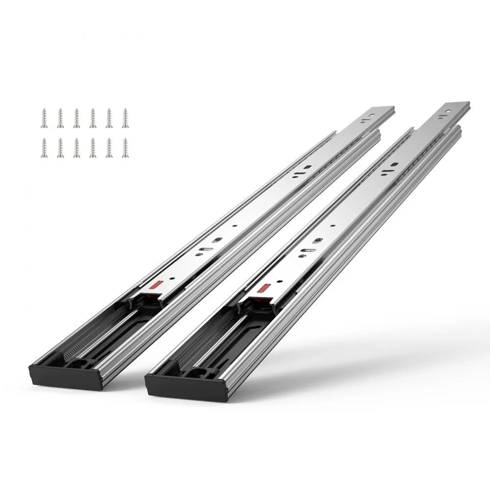 VEVOR Drawer Slides Side Mount Rails, Soft-Close 6 Pairs 24 Inch, Heavy Duty Full Extension Steel Track, Noiseless Guide Glides Cabinet Kitchen Runners with Ball Bearing, 100 Lbs Load Capacity