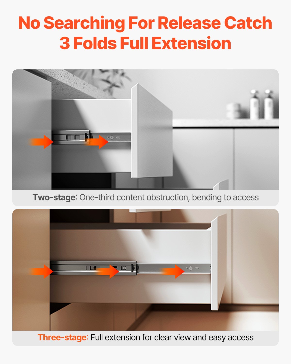 VEVOR Drawer Cabinet Slides Side Mount 18 inch 10 Pairs 100 LB Load Replacement