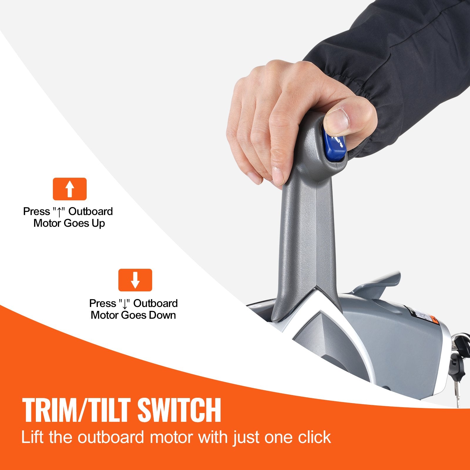 VEVOR Boat Throttle Control, 5006180 Side-Mounted Outboard Remote Control Box for Evinrude Johnson, Marine Throttle Control Box with Power Trim Switch and Lanyard