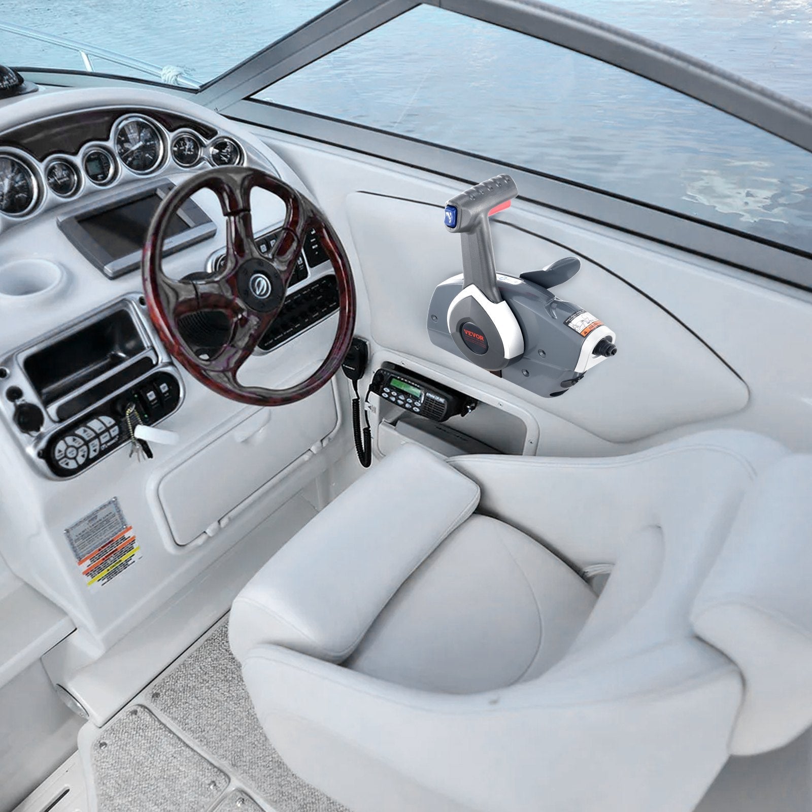 VEVOR Boat Throttle Control, 5006180 Side-Mounted Outboard Remote Control Box for Evinrude Johnson, Marine Throttle Control Box with Power Trim Switch and Lanyard