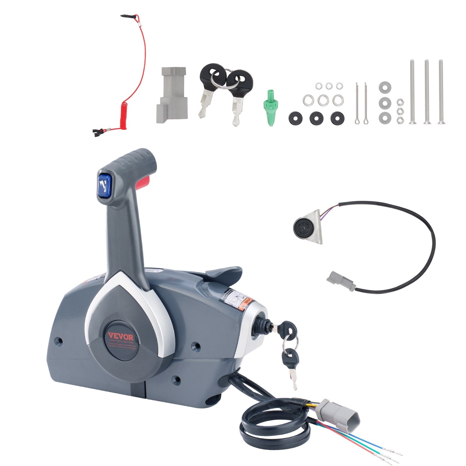 VEVOR Boat Throttle Control, 5006180 Side-Mounted Outboard Remote Control Box for Evinrude Johnson, Marine Throttle Control Box with Power Trim Switch and Lanyard
