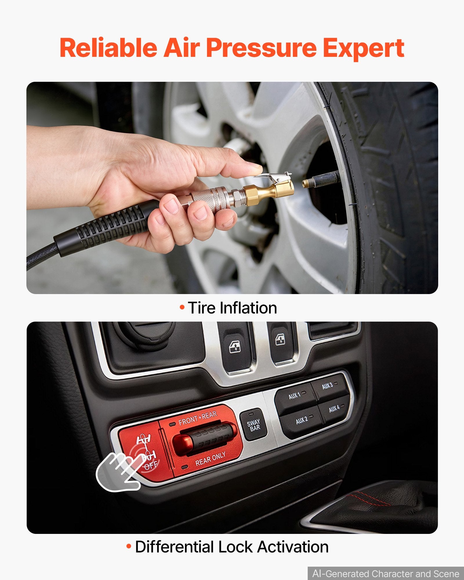 12V 0.5HP Portable Air Compressor 210 PSI – Heavy-Duty Off-Road Tire Inflator with 19 ft Hose