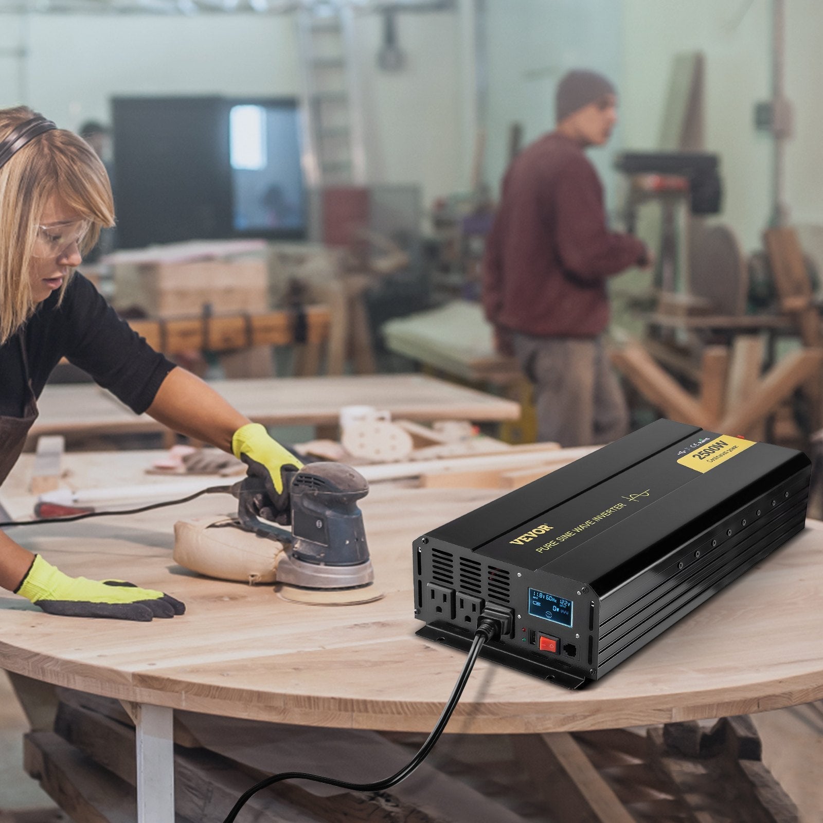 VEVOR Pure Sine Wave Inverter, 2500 Watt Power Inverter, DC 12V to AC 120V Car Inverter, with USB Port, LCD Display, and Remote Controller Power Converter, for RV Truck Car Solar System Travel Camping