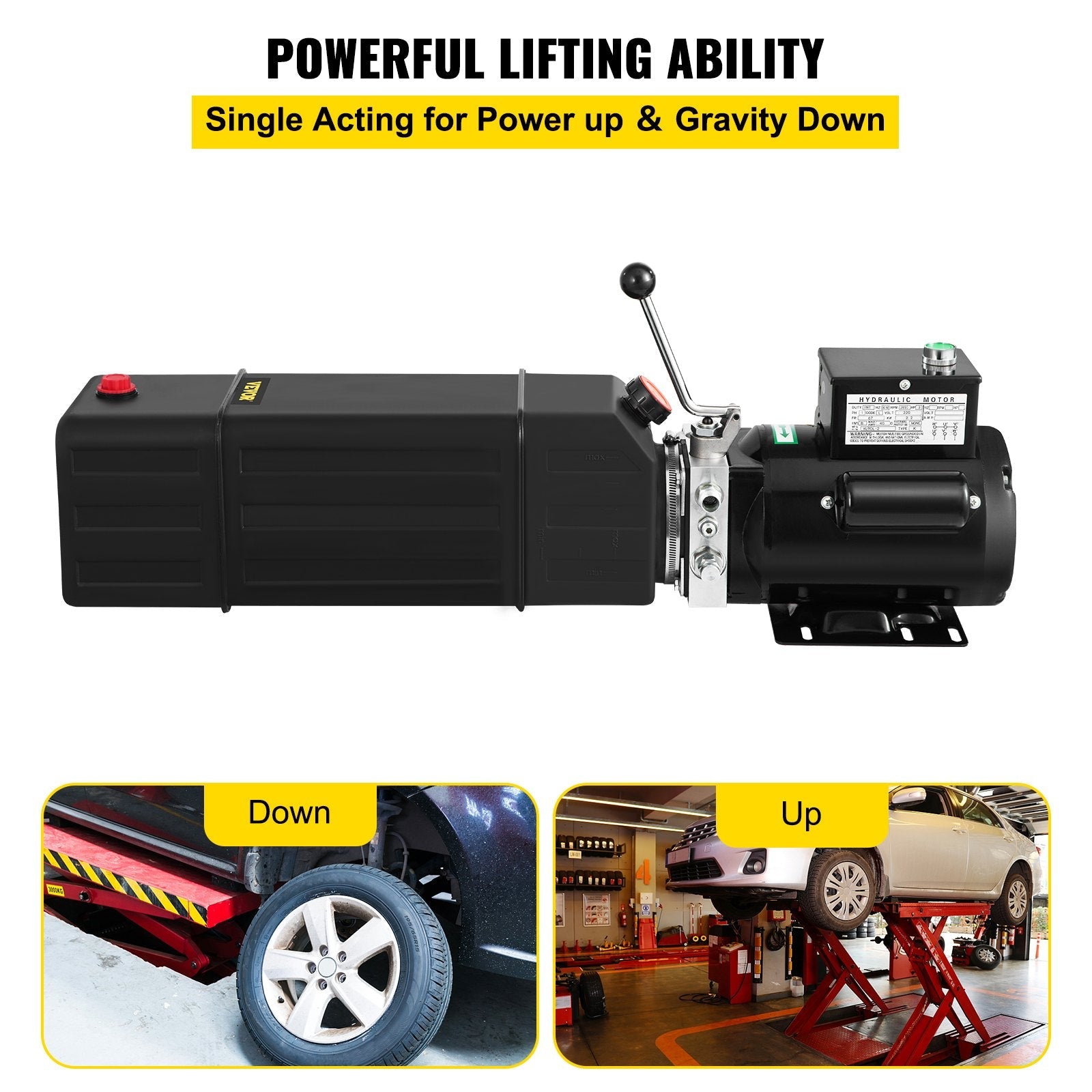 VEVOR Hydraulic Pump 2950 PSI 60HZ Hydraulic Power Unit 3 HP 220V Hydraulic Power Pack for 2 & 4 Post Lifts Car Lift Hydraulic Power Unit with 3.5 Gallon Reservoir