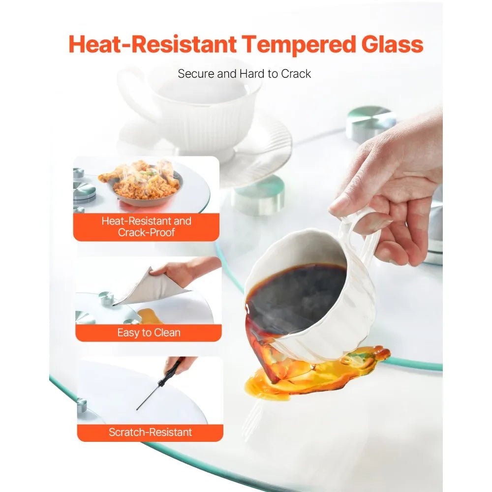 VEVOR Glass Lazy Susan Turntable Dining Table Centerpiece 30 in Rotating Tray