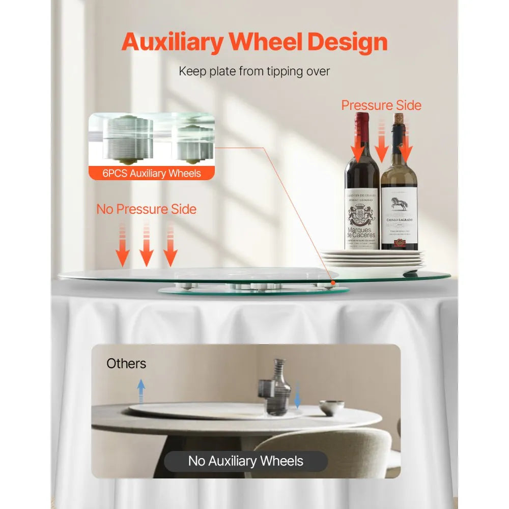 VEVOR Glass Lazy Susan Turntable Dining Table Centerpiece 30 in Rotating Tray