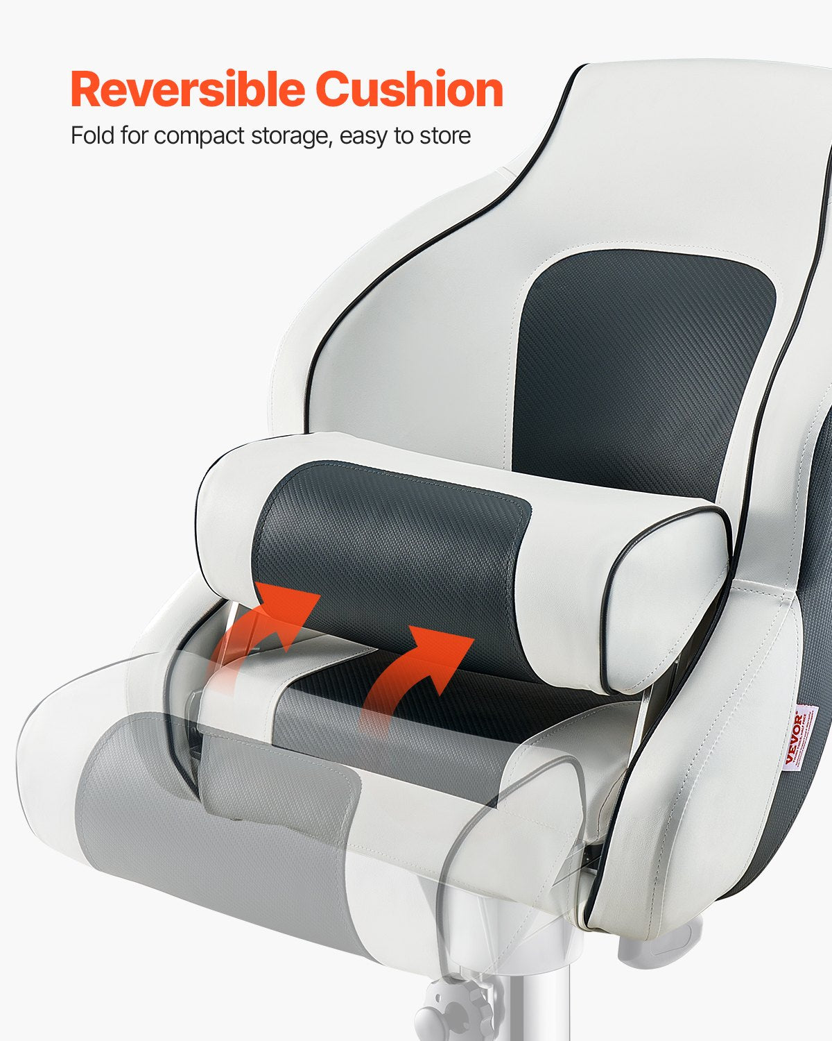 VEVOR Boat Seat High Backrest Flip Up Boat Seat Captain Bucket Seat White & Grey