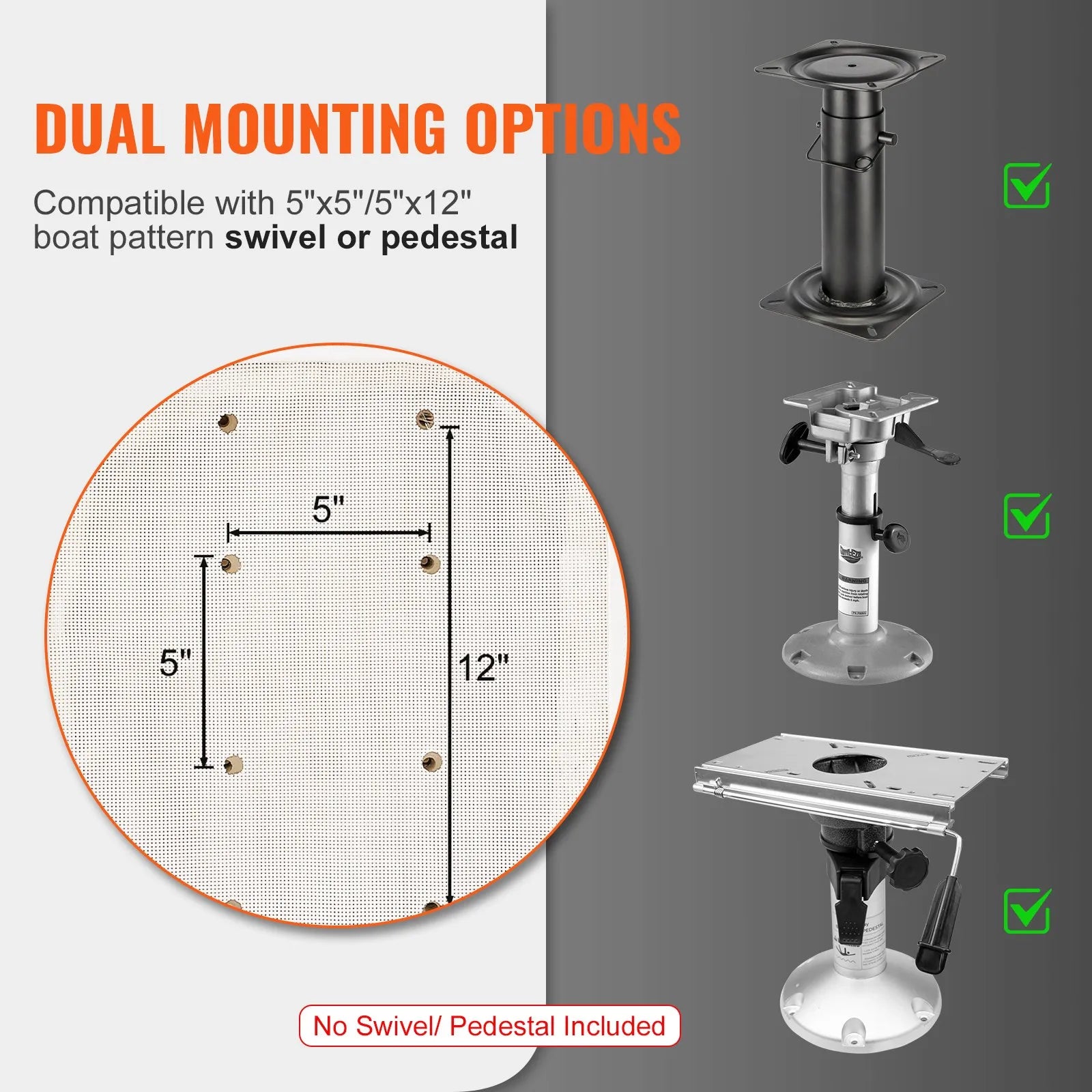 VEVOR Captain Bucket Seat, Pontoon Boat Seat with Thickened Sponge Padding, Boat Captain Chair for Fishing Boat, Sightseeing Boat, Speedboat, Canoe, 1-Piece