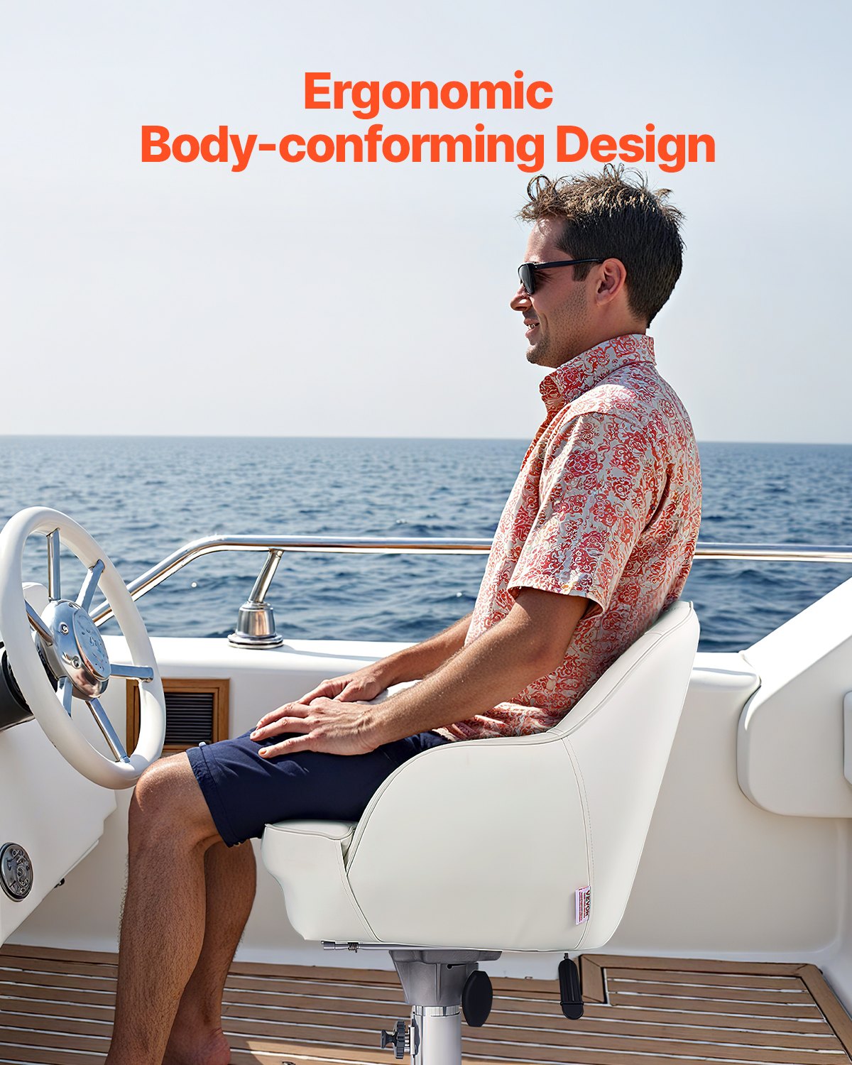 VEVOR Boat Seat Low Backrest PVC Leather Captain Bucket Seat White