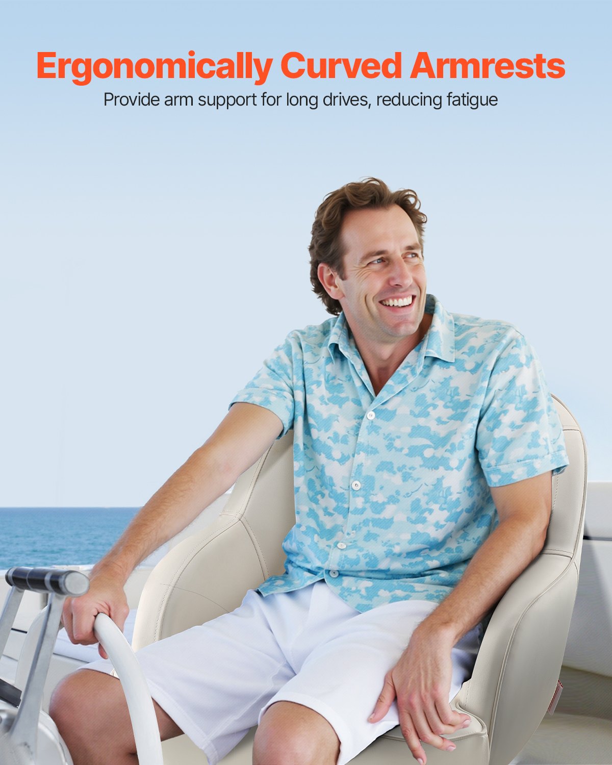 VEVOR Boat Seat Low Backrest PVC Leather Captain Bucket Seat White