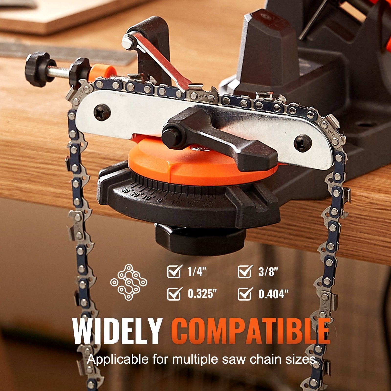 VEVOR Electric Chainsaw Sharpener, 140W Electric Saw Chain Blade Sharpener 5700RPM, Professional Bench Chain Saw Sharpening Tool with 3 Grinding Wheels Fit 0.25" to 0.404" Pitch Chains