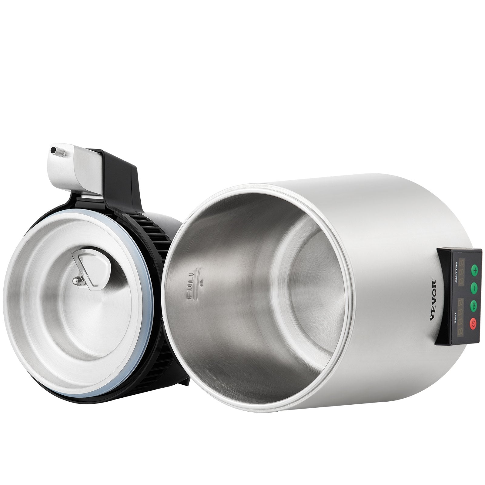 VEVOR 1.1Gal Water Distiller, 0.3Gal/H, 750W Distilled Water Maker Machine 0-99H Timing Set Temp Display, 304 Stainless Steel Countertop Distiller Glass Carafe Cleaning Powder 3 Carbon Packs, Silver