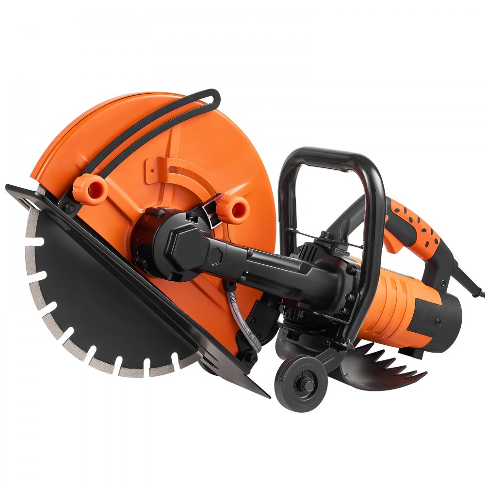 VEVOR Electric Concrete Saw, 14 in, 3200 W 15 A Motor Circular Saw Cutter with Max. 5 in Adjustable Cutting Depth, Wet Disk Saw Cutter Includes Water Line, Pump and Blade, for Stone, Brick