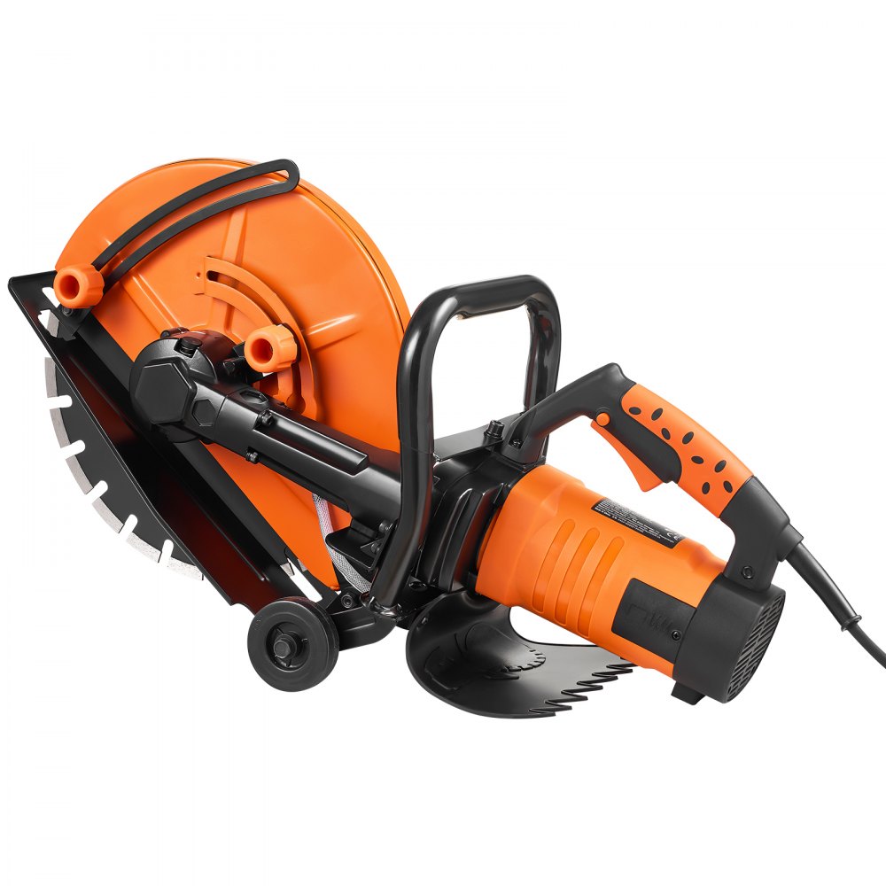 VEVOR Electric Concrete Saw, 14 in, 3200 W 15 A Motor Circular Saw Cutter with Max. 5 in Adjustable Cutting Depth, Wet Disk Saw Cutter Includes Water Line, Pump and Blade, for Stone, Brick