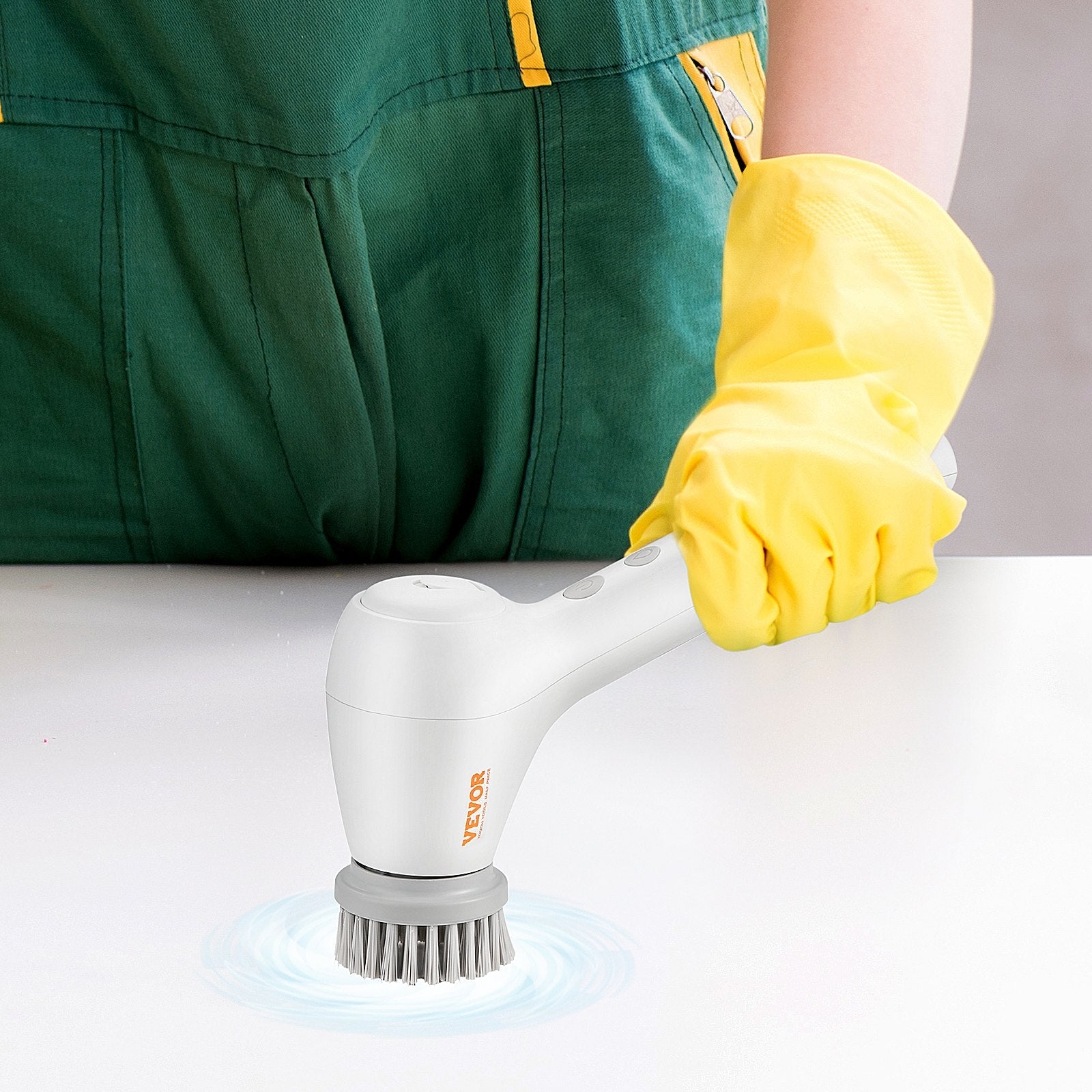 VEVOR Electric Spin Scrubber, Cordless Electric Cleaning Brush with Auto Detergent Dispenser & 2 Adjustable Speeds, Portable Power Shower Scrubber with 5 Replaceable Brush Heads for Bathroom, Tub