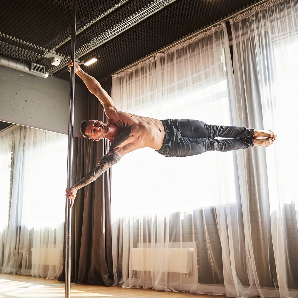 VEVOR Professional Dancing Pole, Spinning Static Dancing Pole Kit, Portable Removable Pole, 45mm Heavy-Duty Stainless Steel Pole, Height Adjustable Fitness Pole, for Exercise Home Club Gym, Silver